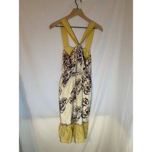 Tea  And Honey Key Hole Floral 100% Silk Dress Size M
